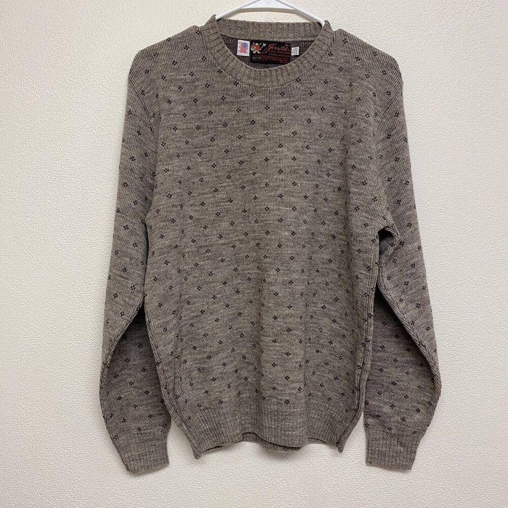 Vintage Mens Sweater sz Large 100% Orlon Wintuk Acrylic Made In USA Grandpa EUC